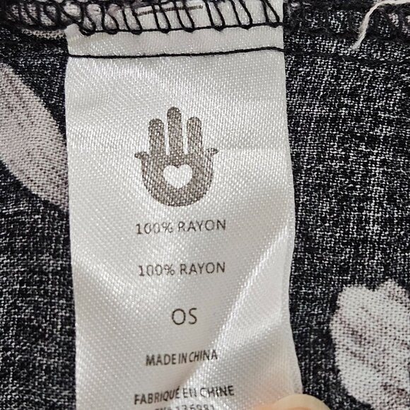 Spiritual Gangster Maya Kimono Robe Cardigan OS Black Cream Floral Layering - Picture 10 of 13